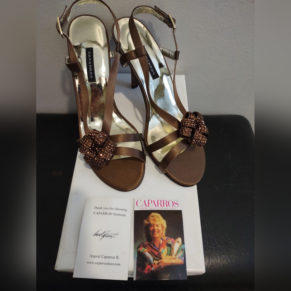 Caparros Metallic Brown Strappy Heels